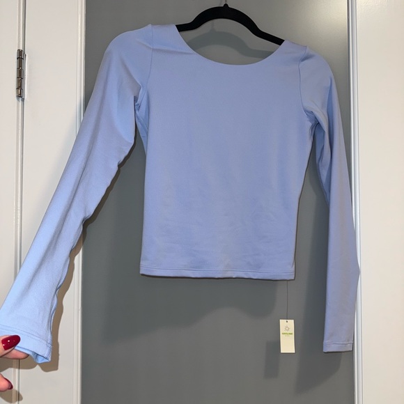 OFFLINE by AERIE Butter Soft Periwinkle Long Sleeve Backless Top - Picture 3 of 6